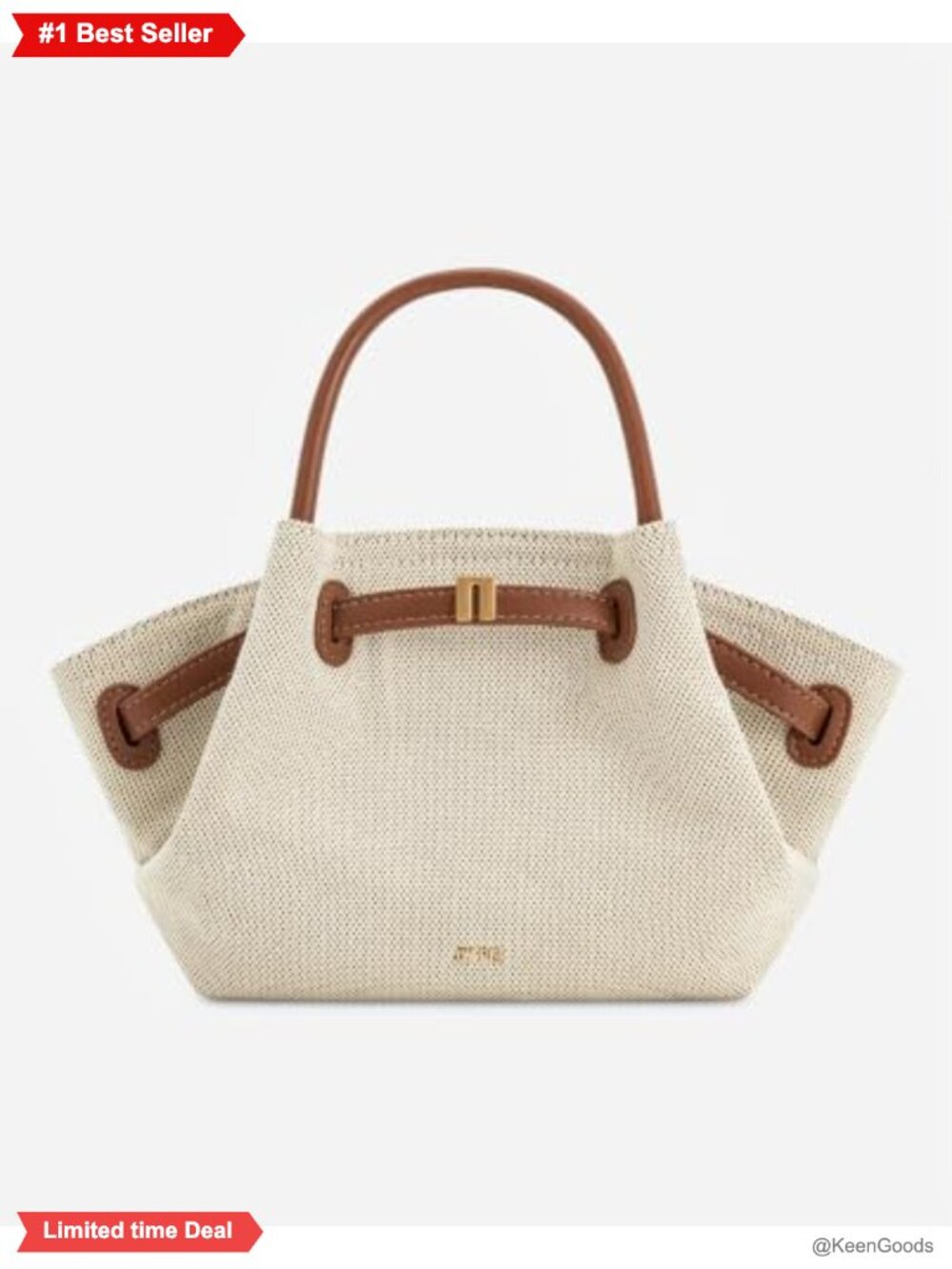 Canvas Mini Tote Bag with Shoulder Strap and Gold Hardware